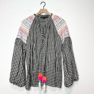 HEMANT & NANDITA Black Gingham Blouse